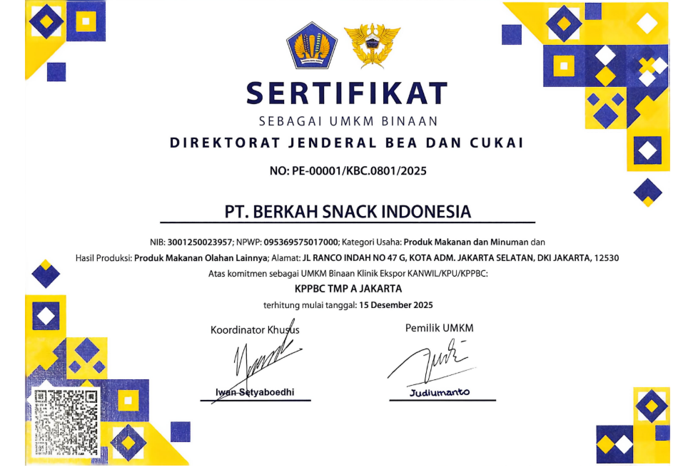 Sertifikat Direktorat Jenderal Bea Dan Cukai